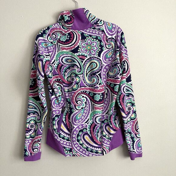 Peter Millar Quarter Zip Performance Pullover Womens XS Purple Paisley Golf - Picture 4 of 8